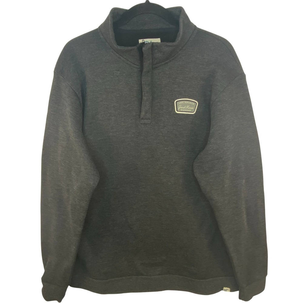 BLUE 84 Quarter Zip Jacket Mens XL Charcoal Lake Superior‎ Grand Marais Michigan